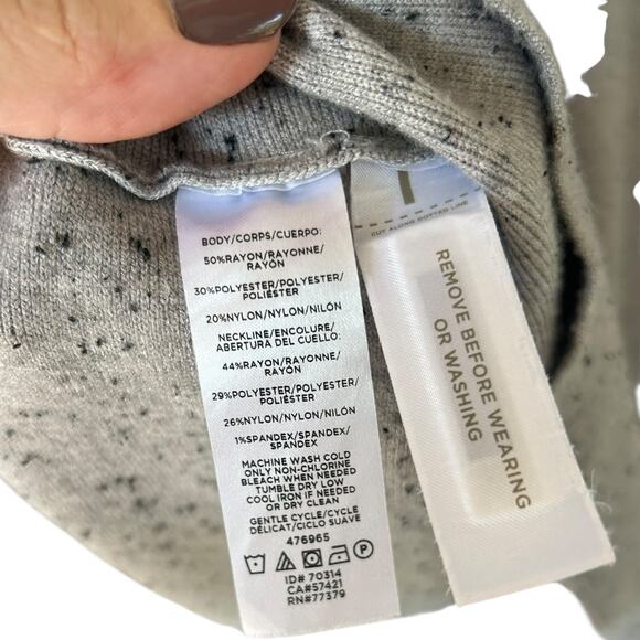 Ann Taylor Women's Marled Gray Ribbed Dress Bell Sleeves Size Large - Picture 6 of 7